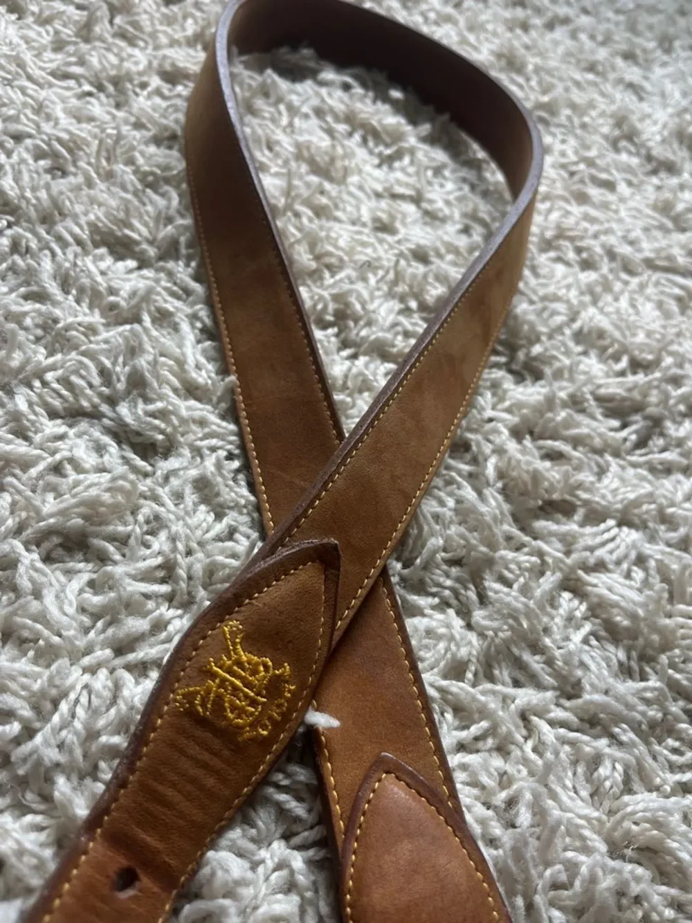 Vintage Ralph Lauren Brown Suede Leather Belt with Brass Buckle 40
